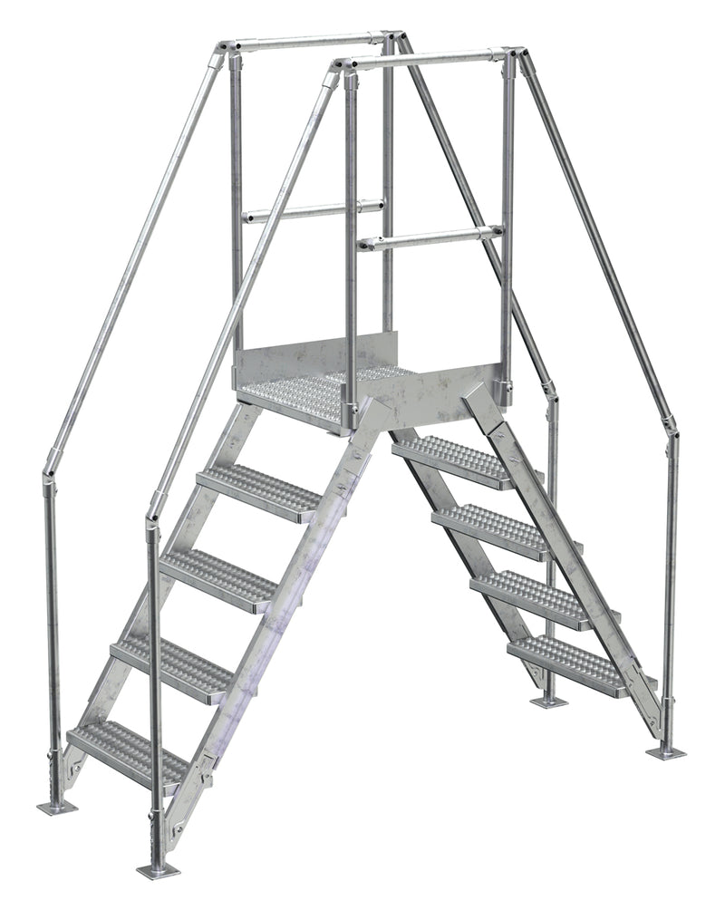 Crossover Ladder - 5 Step, 24" Platform - Aluminum - Vestil