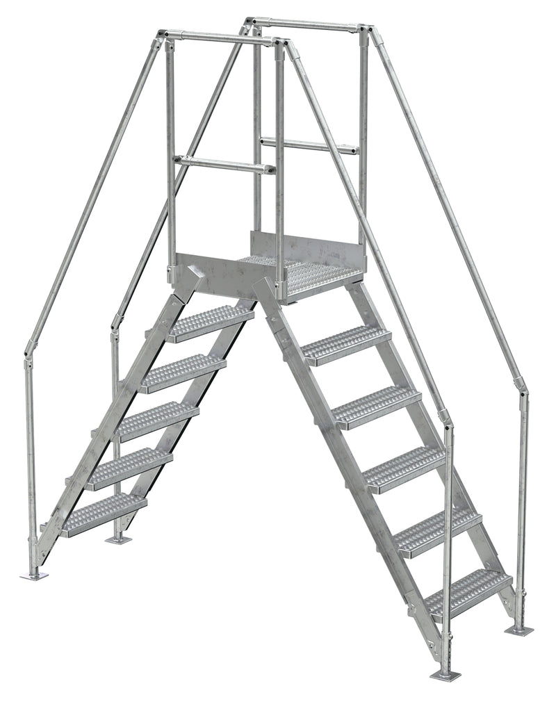 Crossover Ladder - 6 Step, 24" Platform - Aluminum - Vestil