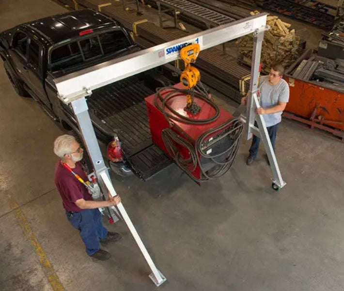 1 ton Aluminum Gantry Crane, 20'-0" Span, 8-4" Height Under Beam, Adjustable Height