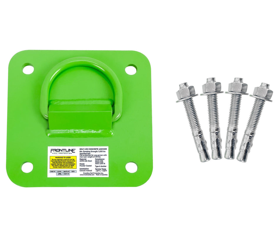 D-Ring Reusable Anchor Plate w/ Wedge Anchors - Frontline