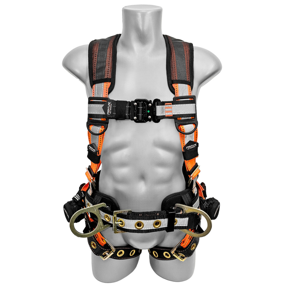 Reflective Construction Full Body Harness with Tongue Buckle Legs and Trauma Straps - 100RCTB Combat™ - Frontline