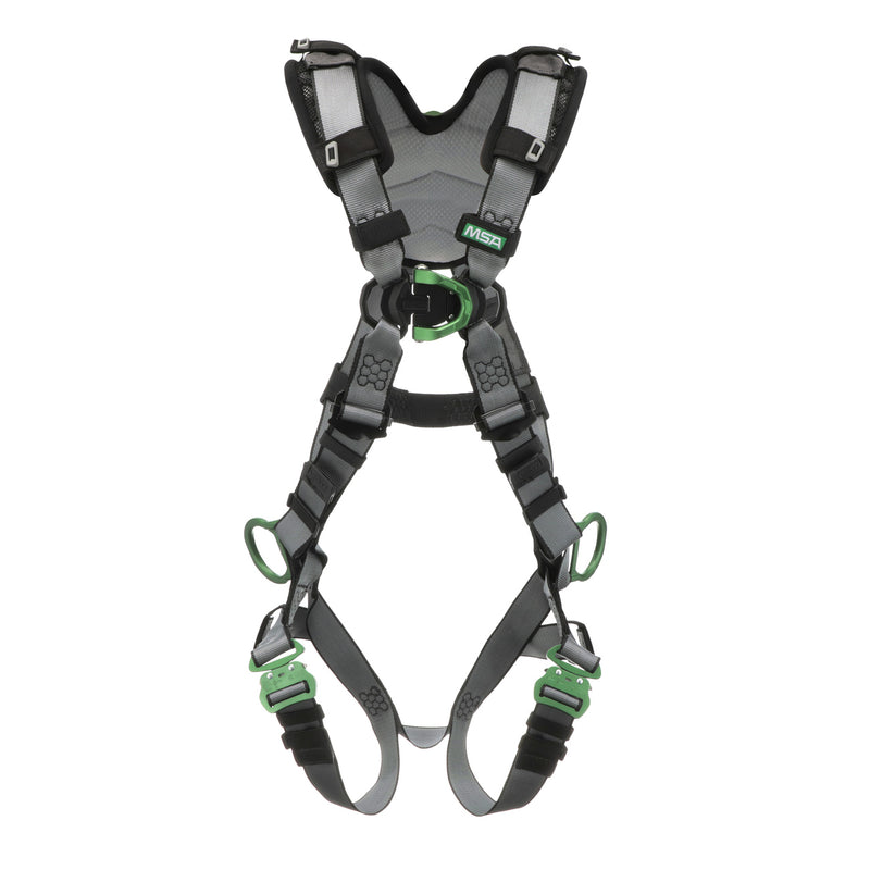 V-FIT Safety Harness - Quick-Connect Leg Straps, 6 D-Ring, Shoulder & Leg Padding - MSA