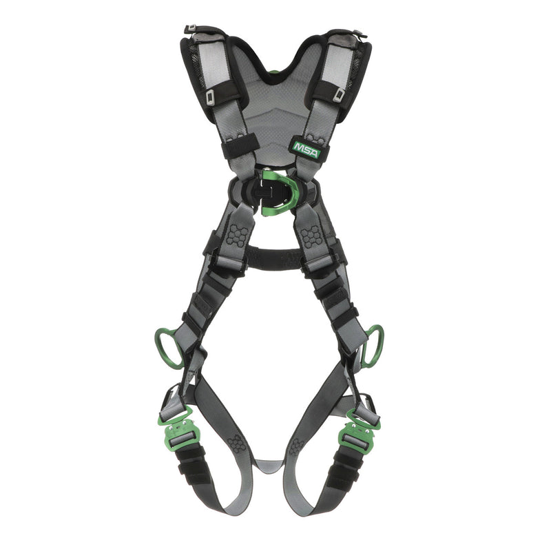 V-FIT Safety Harness - Quick-Connect Leg Straps, Back, Chest & Hip D-Ring, Shoulder & Leg Padding - MSA