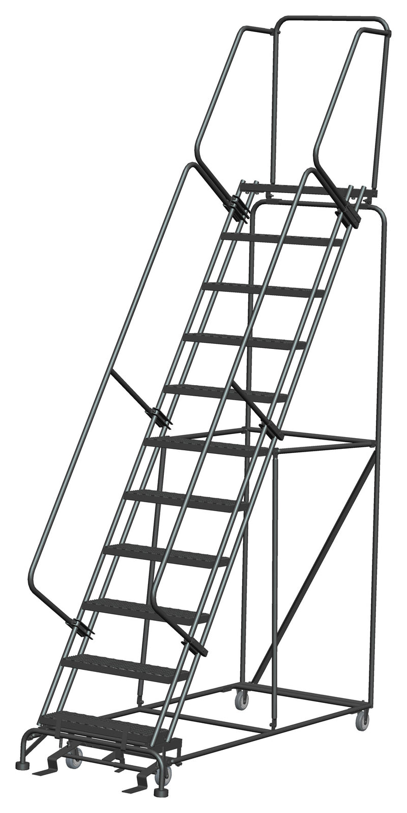 Rolling Ladder - M-2000 Series - 11 Step, Handrails - Ballymore