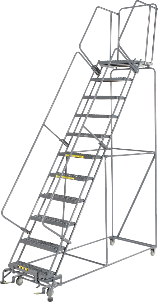 Rolling Ladder - M-2000 Series - 11 Step, Handrails - Ballymore