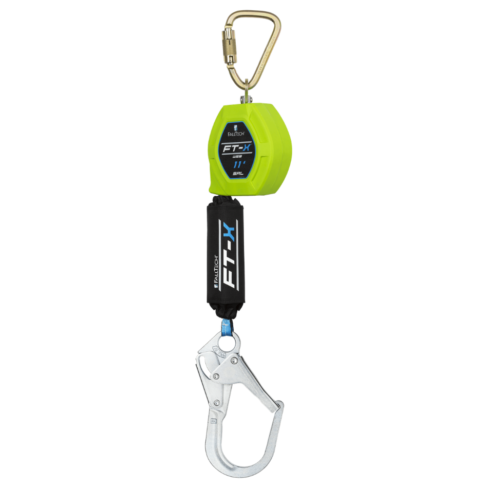 11' FT-X Web Class 1 SRL-P with Steel Rebar Hook & Steel Dorsal Carabiner – 84711SC3 – FallTech
