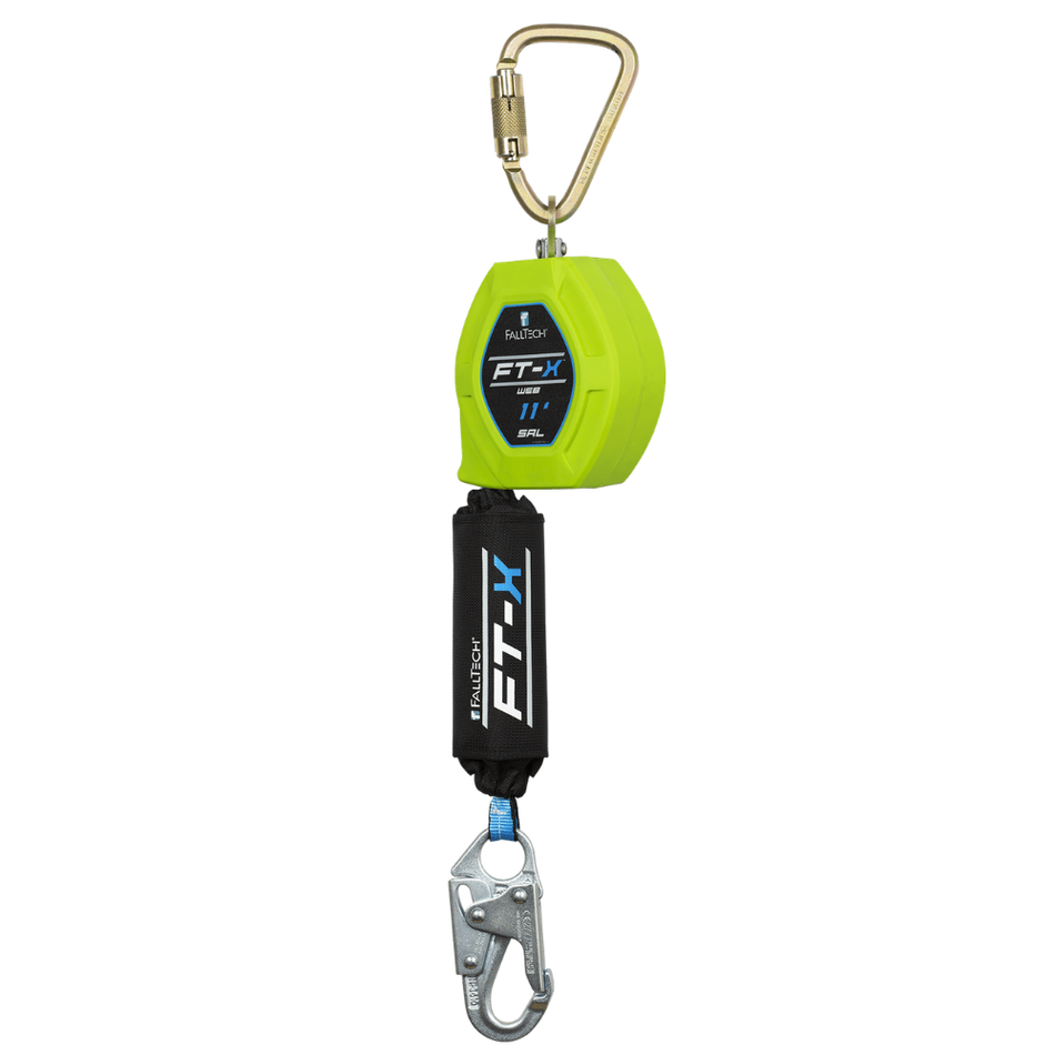 11' FT-X Web Class 1 SRL-P with Steel Snap Hook & Steel Dorsal Carabiner – 84711SC1 – FallTech