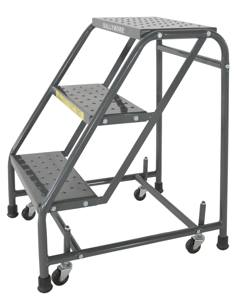 Spring Loaded Caster Ladder - 3 Step, No Handrails - Ballymore