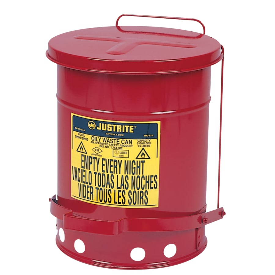 Red Oily Waste Can 6 Gal - Pack of 2 – 09100 – Justrite