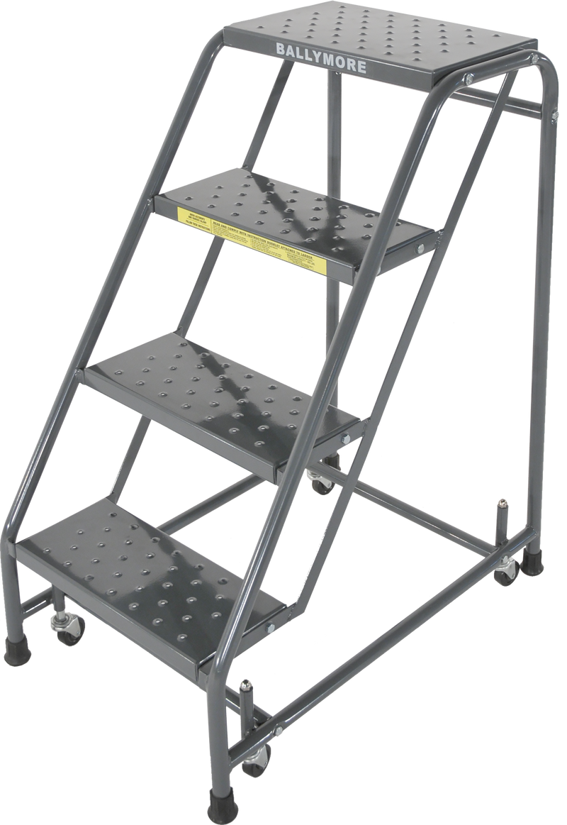 Spring Loaded Caster Ladder - 4 Step, No Handrails - Ballymore