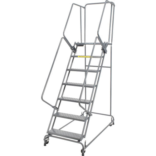 Spring Loaded Caster Ladder - 7 Step, Handrails - Ballymore