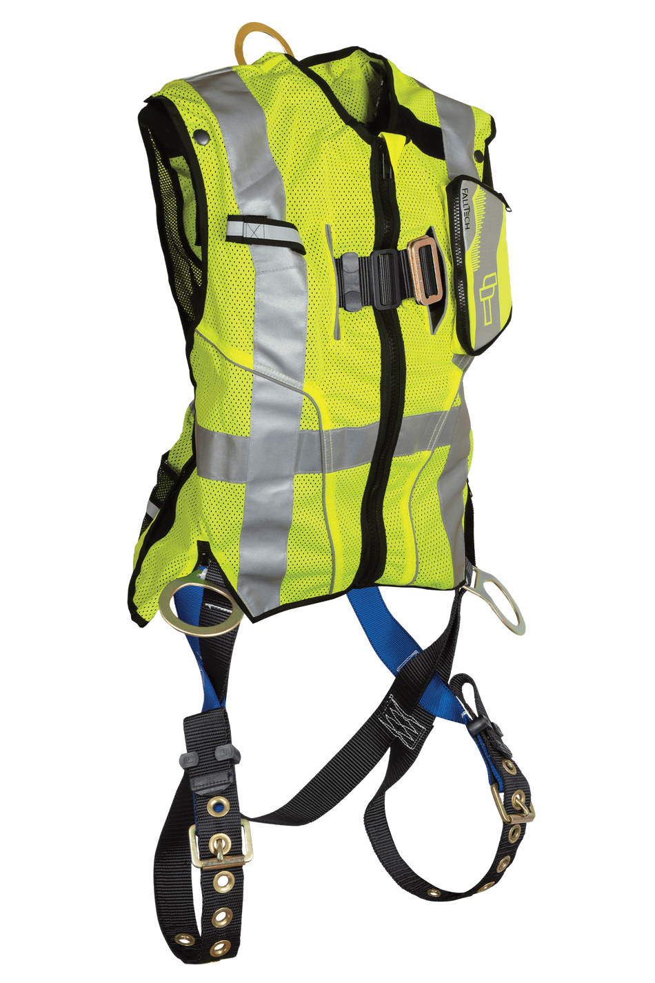 7018 Hi-Vis Lime Class 2 Vest with 3D Standard Harness – FallTech