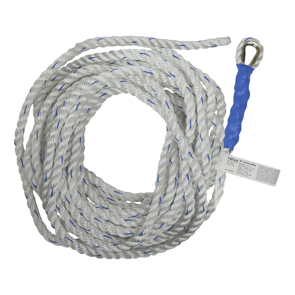 50' Premium Vertical Lifeline with Thimble-Eye and Taped End – FallTech