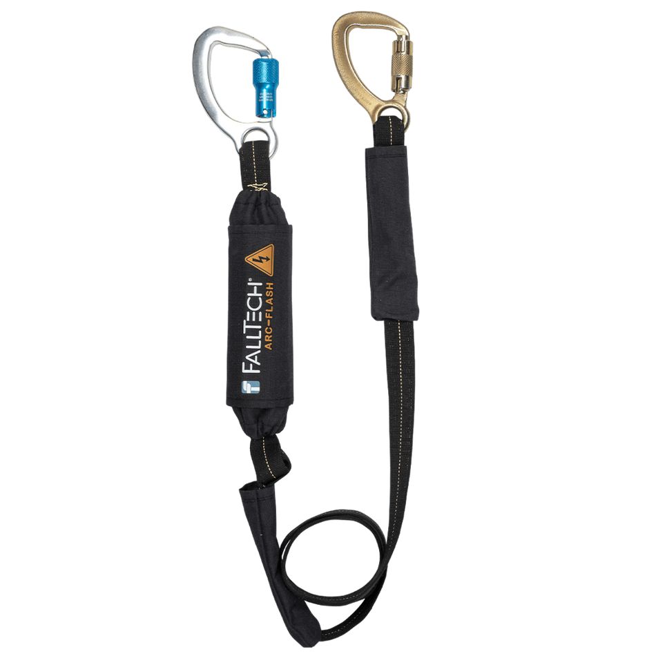 6' Arc Flash Energy Absorbing Lanyard, Single-Leg with Aluminum CE Carabiner and Steel 5K Carabiner – 82426 – FallTech