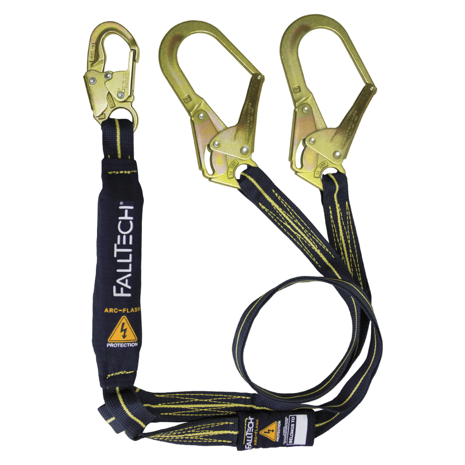 6' Arc Flash Energy Absorbing Lanyard, Double-leg with Steel Connectors – 8242Y3AF – FallTech