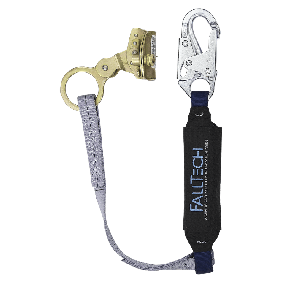 Hinged Trailing Rope Adjuster with 3' ViewPack® Energy Absorbing Lanyard – 8358 – FallTech
