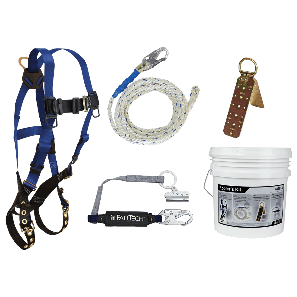 Roofer's Kit with Hinged Reusable Anchor & Trailing Rope Adjuster – 8595A – FallTech
