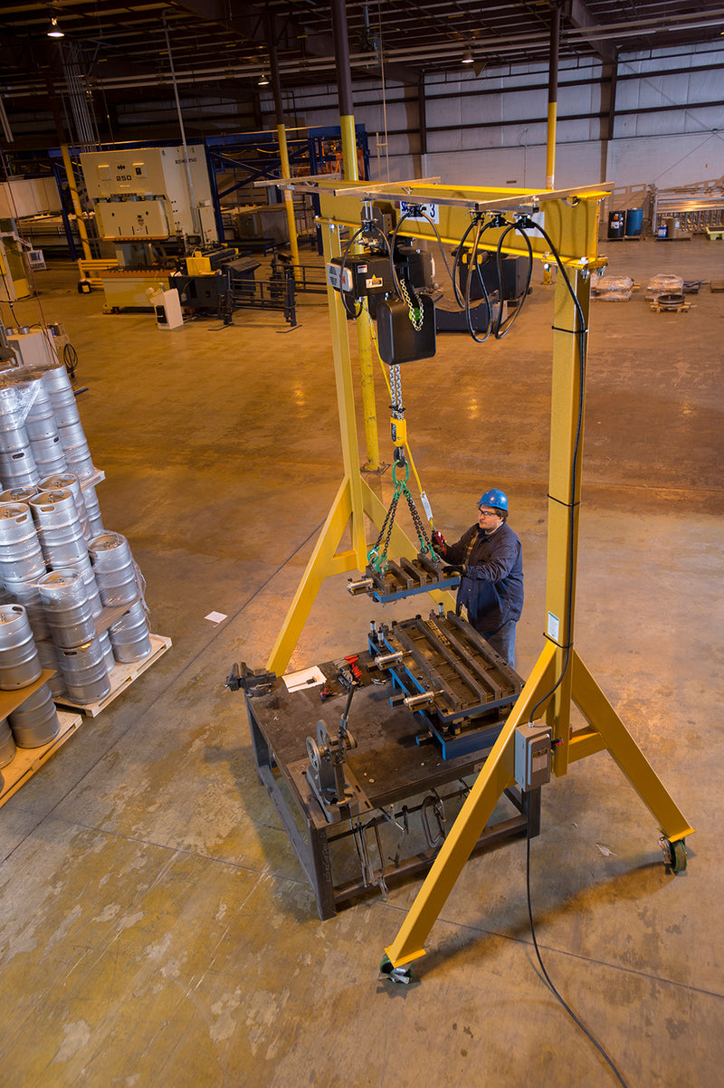 1 ton Steel Gantry Crane, 20'-0" Span, 10-2" Height Under Beam, Adjustable Height