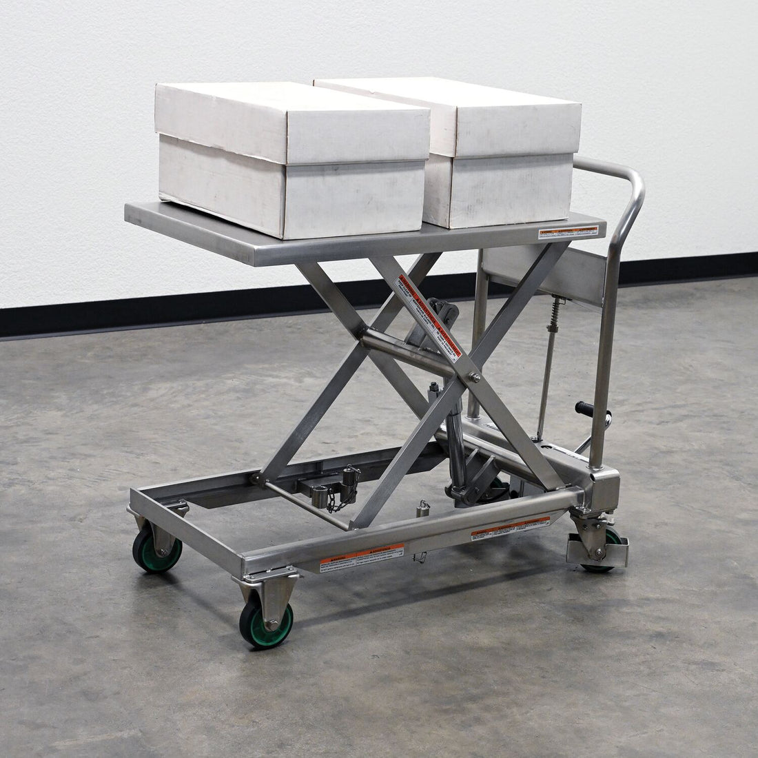 550 Lb. Stainless Steel Hydraulic Cart – CART-550-SS – Vestil ...