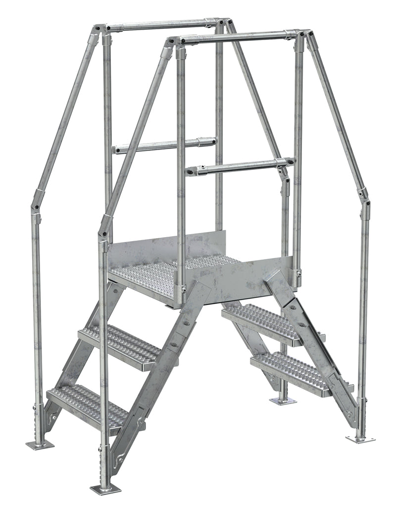 Crossover Ladder - 3 Step, 24" Platform - Aluminum - Vestil