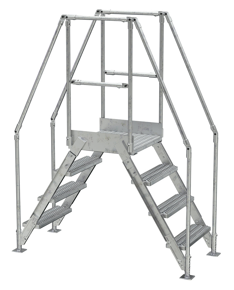 Crossover Ladder - 4 Step, 24" Platform - Aluminum - Vestil