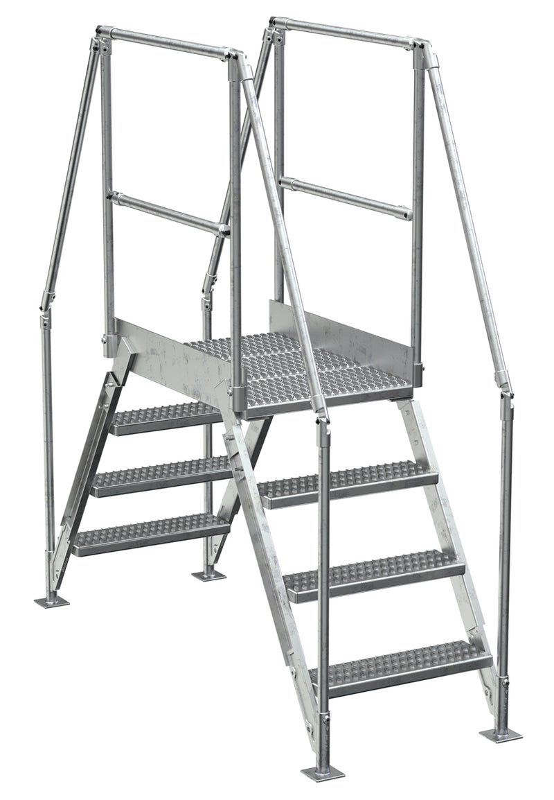Crossover Ladder - 4 Step, 36" Platform - Aluminum - Vestil