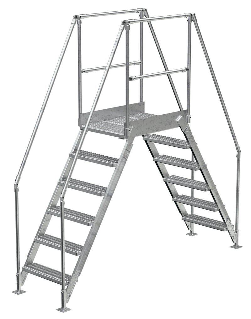Crossover Ladder - 6 Step, 36" Platform - Aluminum - Vestil