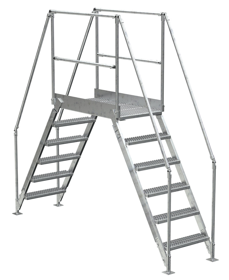 Crossover Ladder - 6 Step, 48" Platform - Aluminum - Vestil