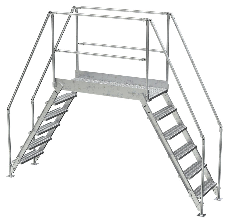 Crossover Ladder - 6 Step, 60" Platform - Aluminum - Vestil