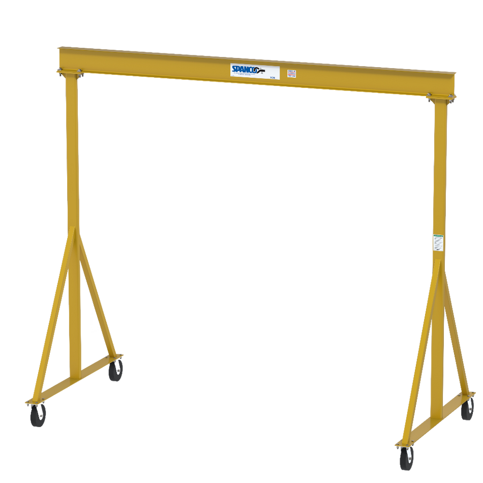1 ton Steel Gantry Crane, 12'-0" Span, 10'-0" Height Under Beam, Fixed Height