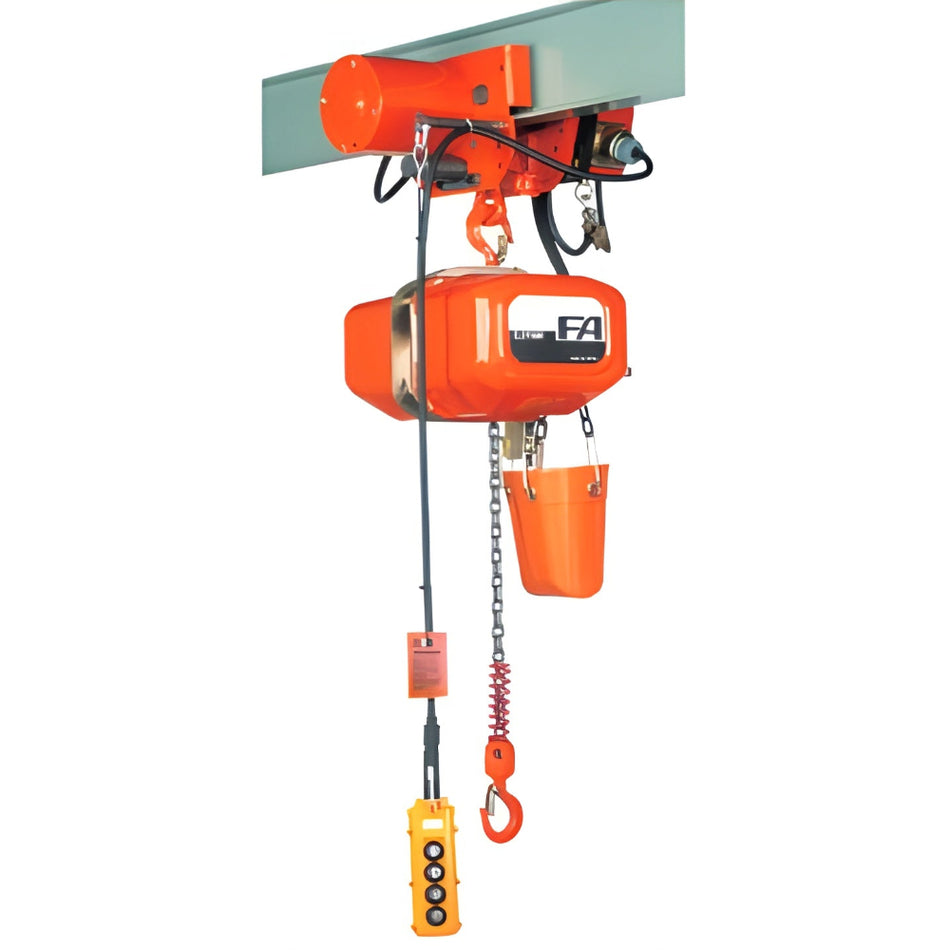 2 ton Electric Chain Hoist w/ Motorized Trolley - Elephant FBM - Two Speed 230/460v Three Phase