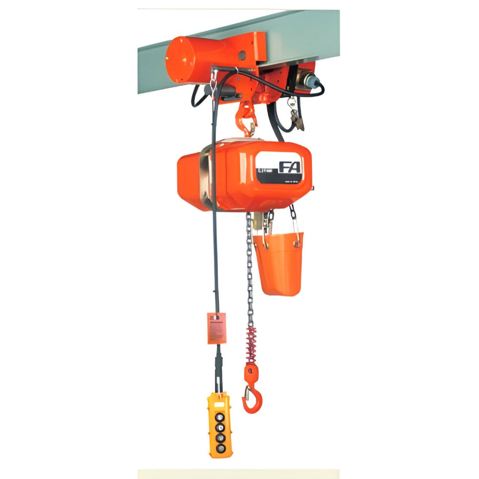 3 ton Electric Chain Hoist w/ Motorized Trolley - Elephant FBM - Two Speed 230/460v Three Phase