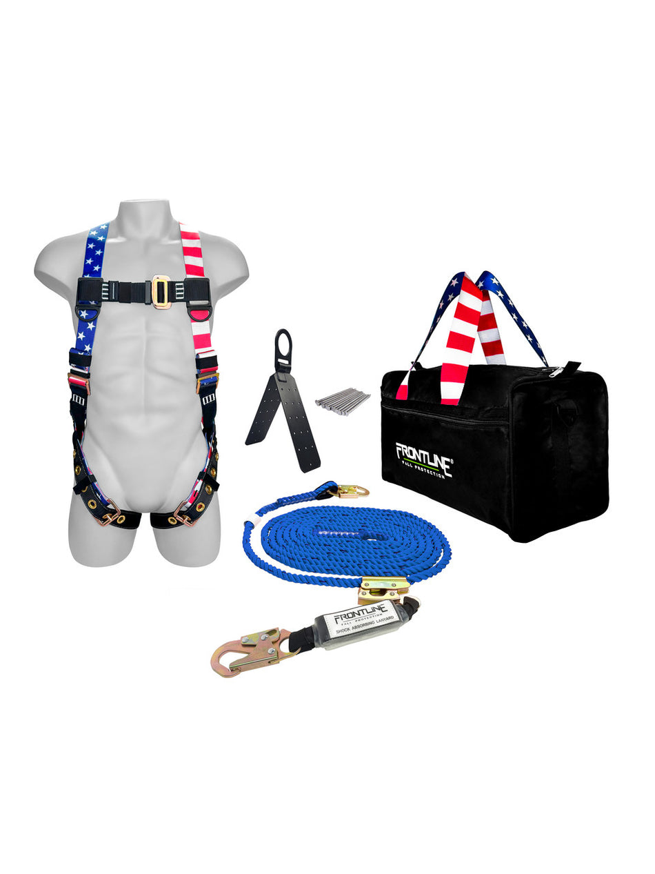 Combat American Style Complete Roofers Kit w/ 50' Vertical Lifeline - RK5PTB50-AM - Frontline
