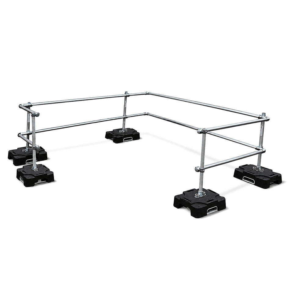 VSS Compact Counterweighted Aluminum Roof Safety Guardrail - 8'/16' Corner Section - Delta Prevention