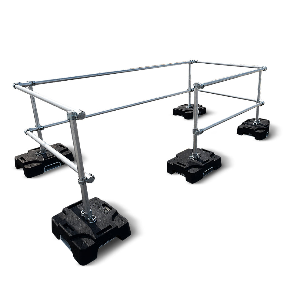 VSS Compact Counterweighted Aluminum Roof Safety Guardrail - 10'/20' Corner Section - Delta Prevention