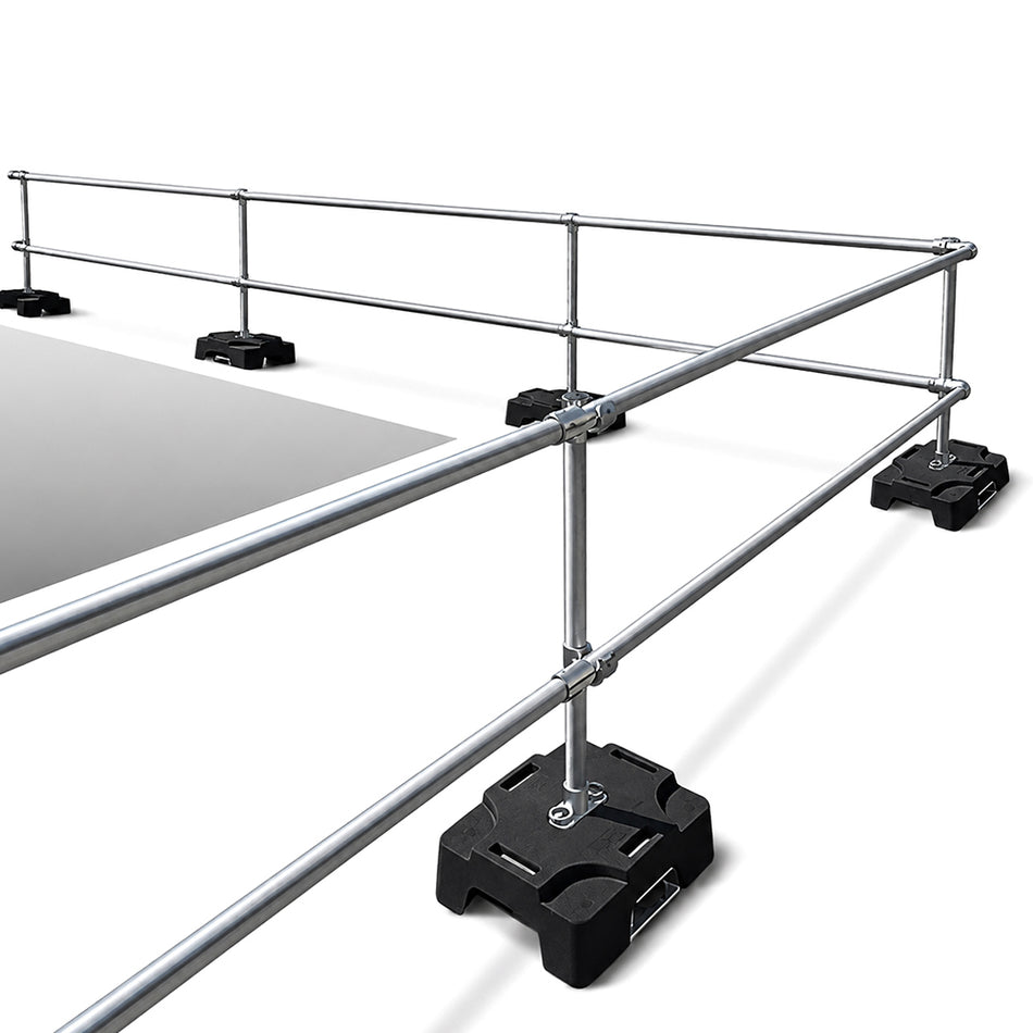 VSS Compact Counterweighted Aluminum Roof Safety Guardrail - 20'/20' Corner Section - Delta Prevention