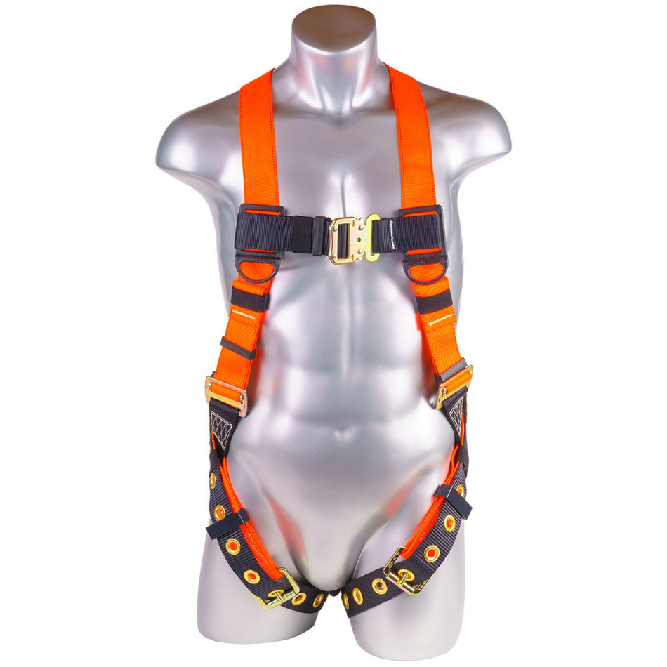 Safety Harness, 5pt, Tongue Buckle Legs, Dorsal D-Ring, Quick Connect Chest - Palmer Safety