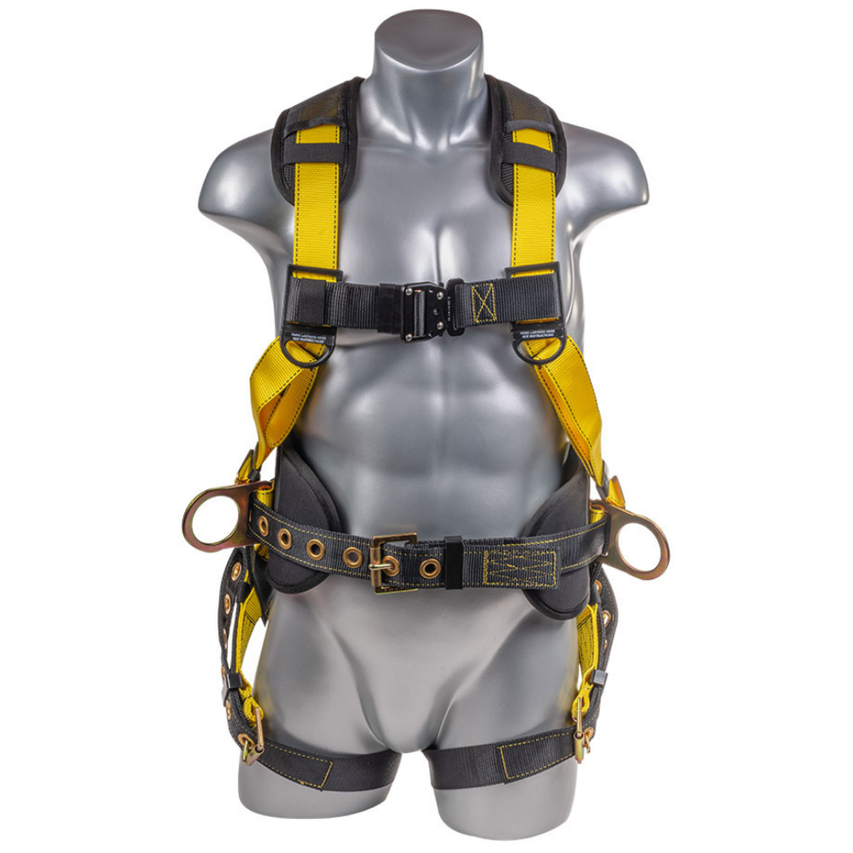 Safety Harness, 5pt, Dorsal D-Ring, Side D-Rings, Tongue Buckle Leg Straps, Removable Tool Belt - Palmer Safety