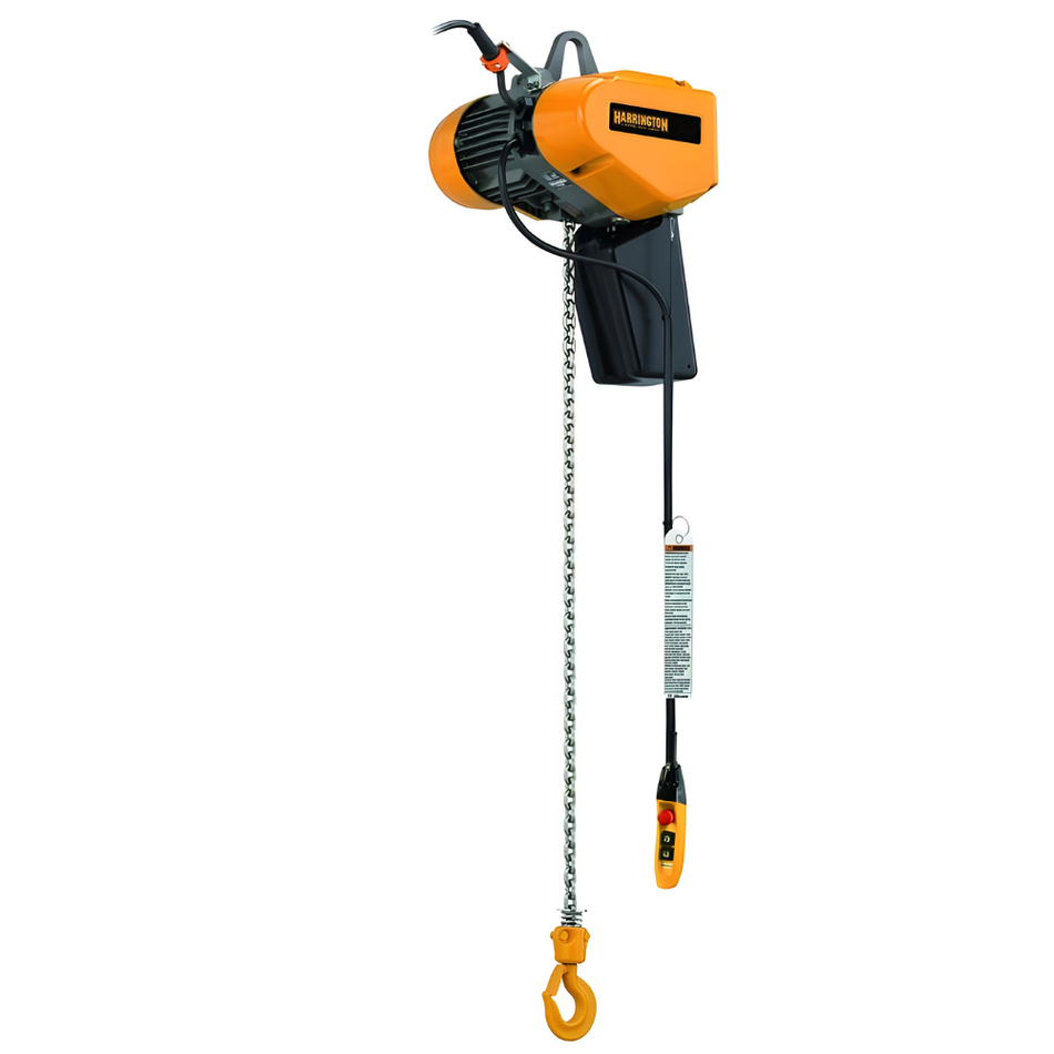 1 ton Electric Chain Hoist - Harrington SEQ - Two Speed 115v/230v Single Phase