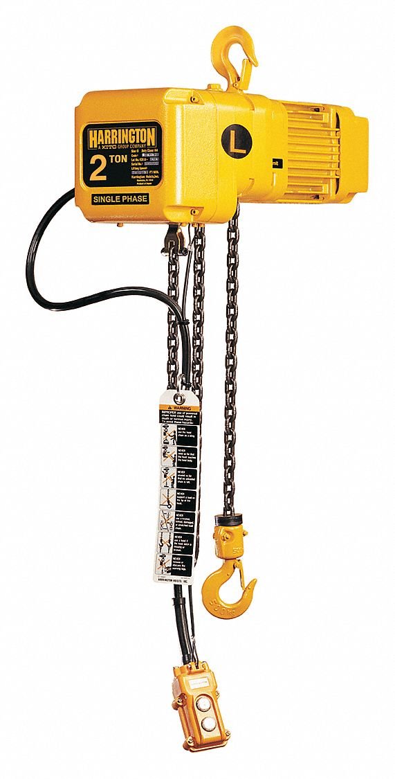 2 ton Electric Chain Hoist - Harrington SNER Single Speed- 115/230v Single Phase