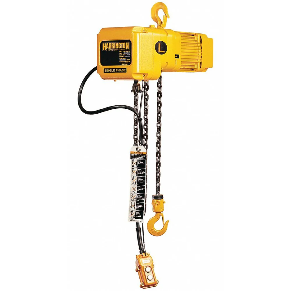 1/4 ton Electric Chain Hoist - Harrington SNER Single Speed- 115/230v Single Phase