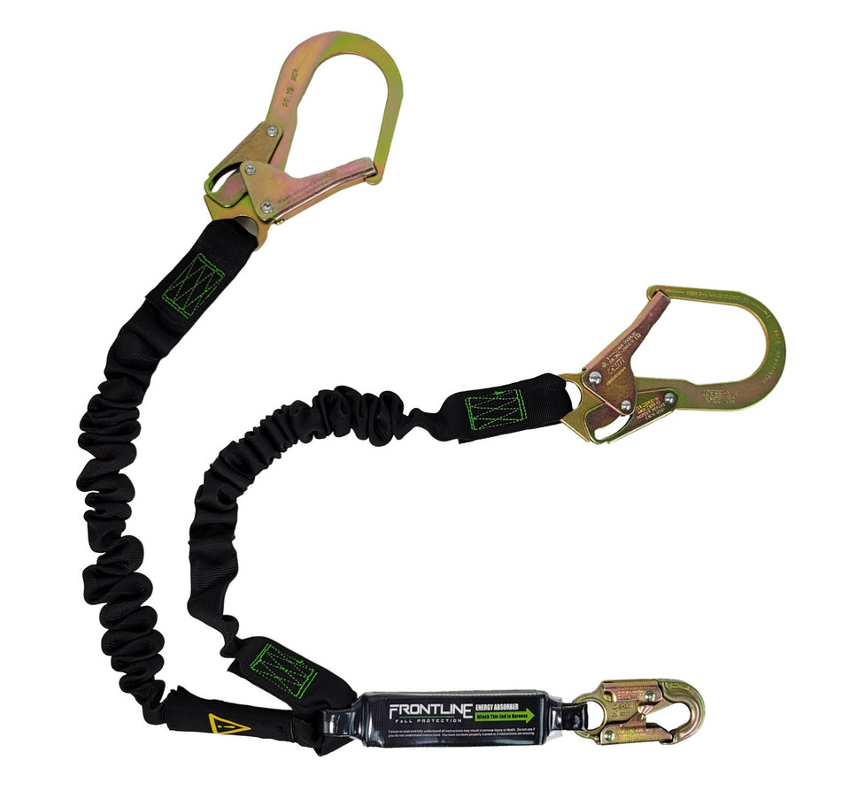 Patriot™ 6' Double Leg Elastic Lanyard with Rebar Hook Ends – LES62R-US – Frontline