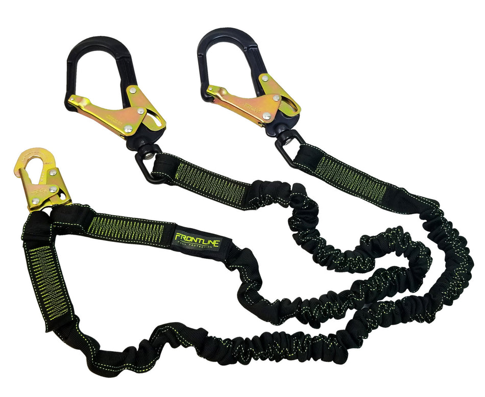 Elite™ Elastic Twin Leg 6' Aluminum Rebar Hook Lanyard – LIS62RA – Frontline