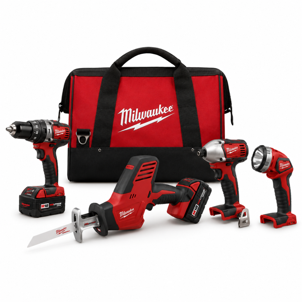 M18™ Cordless 4-Tool Combo Kit, 18V Lithium-Ion, 1,800 RPM - Milwaukee ...