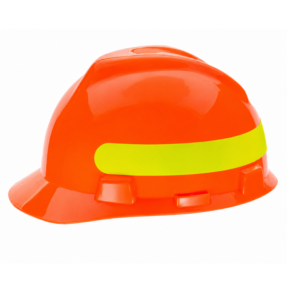 V-Gard Slotted Safety Cap, Hi-Viz Orange with Yellow-Green Stripe – MSA