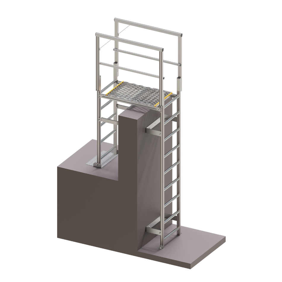 Vertical Fixed Ladder w/ 3ft Parapet Platform - RL32 Model - Kattsafe