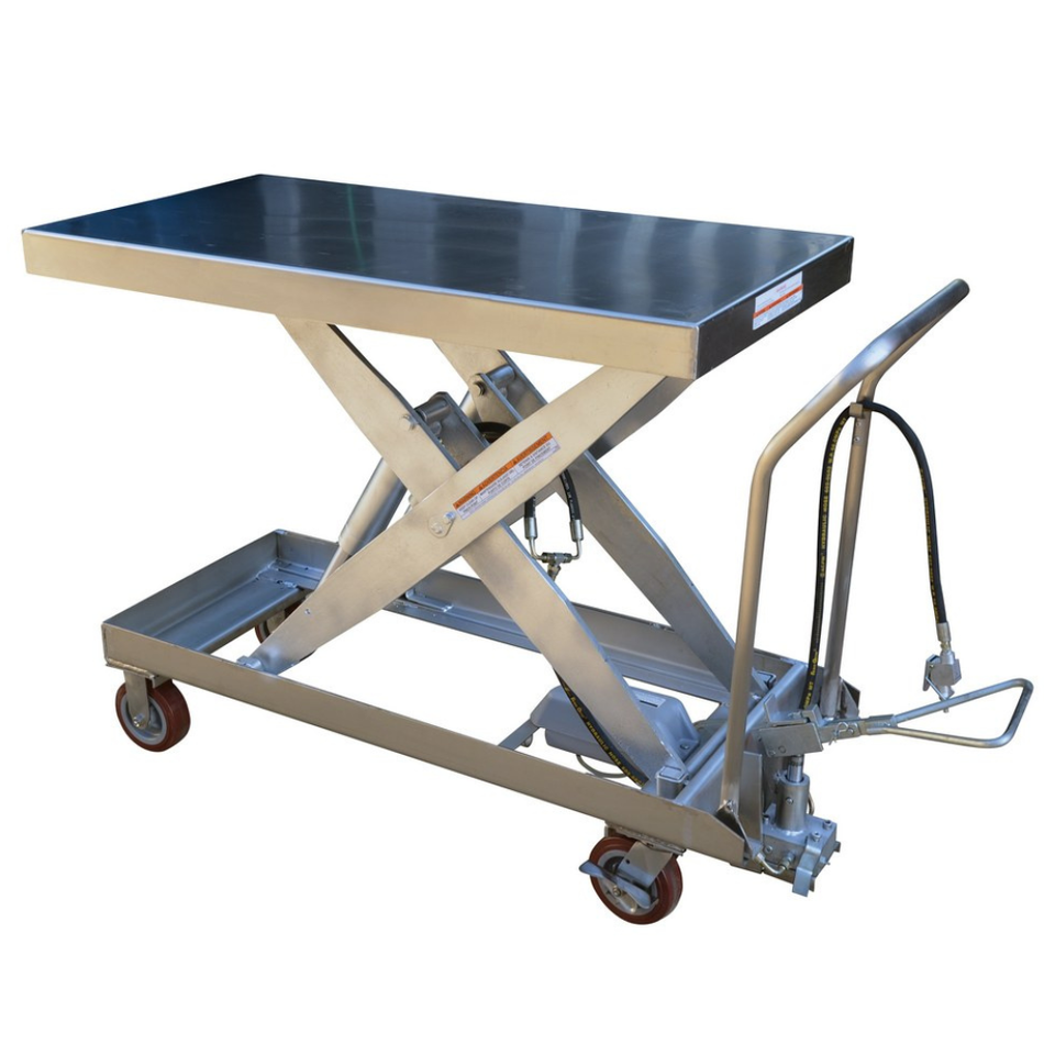 1750 Lb. Partially Stainless Steel Air/Hydraulic Scissor Lift Cart – AIR-1750-PSS – Vestil