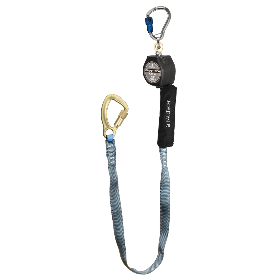 9' WrapTech Mini Personal SRL with Steel 5k Carabiner & Aluminum Dorsal Carabiner – 74709SG8 – FallTech
