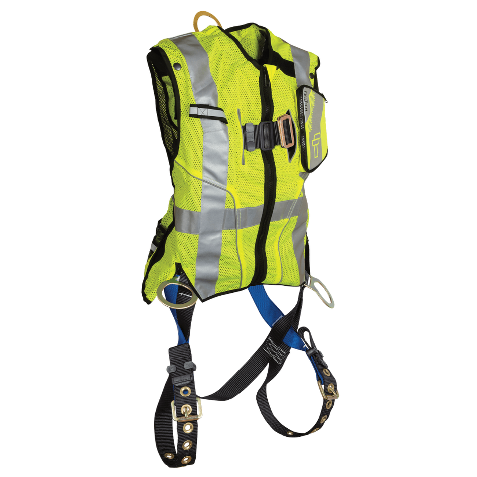 7018 Hi-Vis Lime Class 2 Vest with 3D Standard Harness – FallTech
