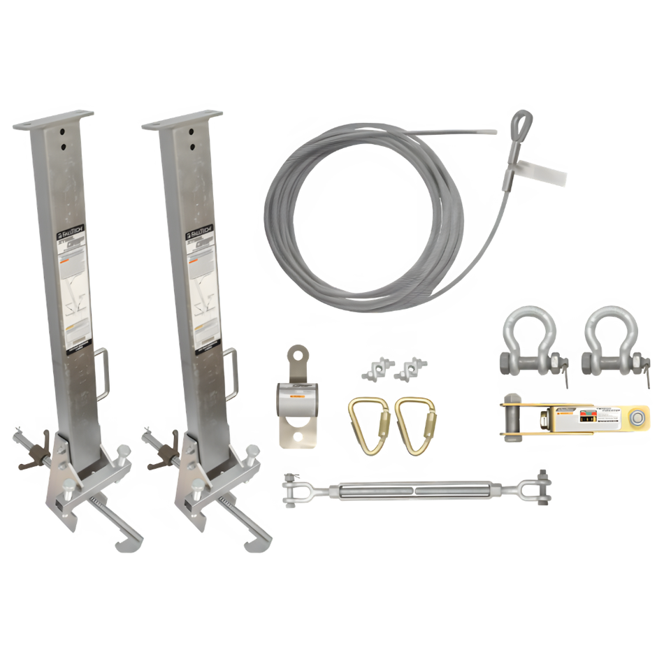 Beam Stanchion Temporary HLL System - 60ft - 4" to 12" Beam Clamps - FallTech